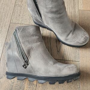 Stylish Gray Wedge Ankle Boots